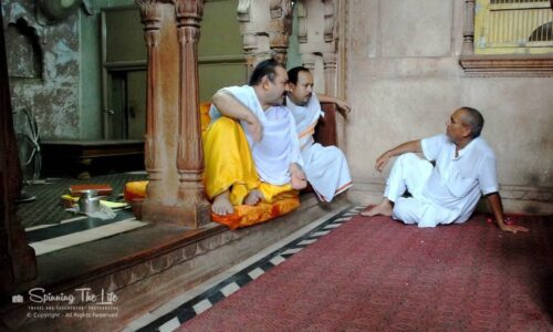 Mandir Priests having a chat at Vrindavan, India